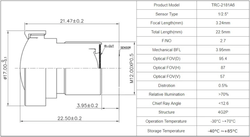 13MP Wide Angle No Distortion 1/2.3 Imx274 Imx377 M12 Mount Dfov 100 Board Sport Webcam Camera CCTV Lens